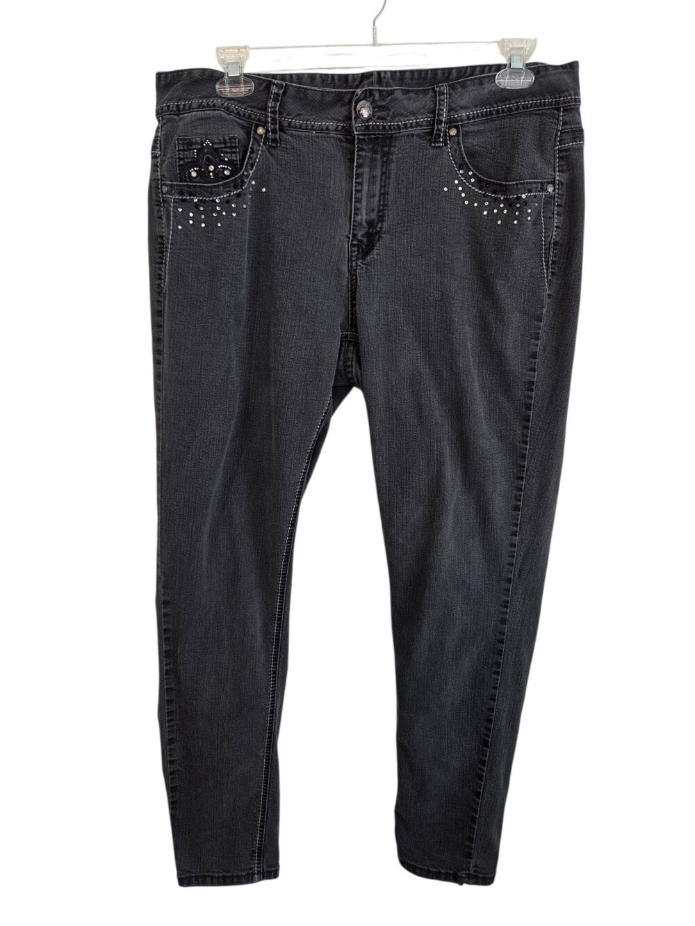 Lane Bryant Embroidered Embellished Skinny Leg Jeans Light Wash Black Size 18